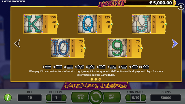 Игровой интерфейс Arabian Nights 3