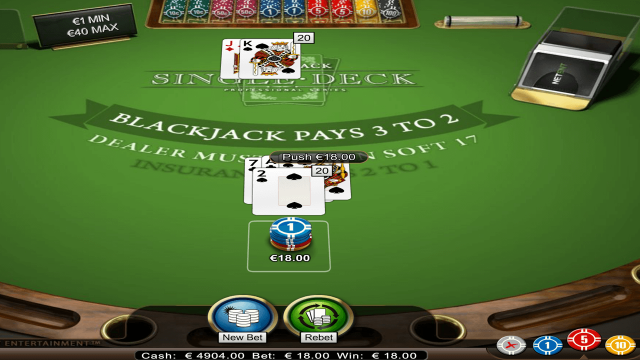 Игровой интерфейс Single Deck Blackjack Professional Series 10