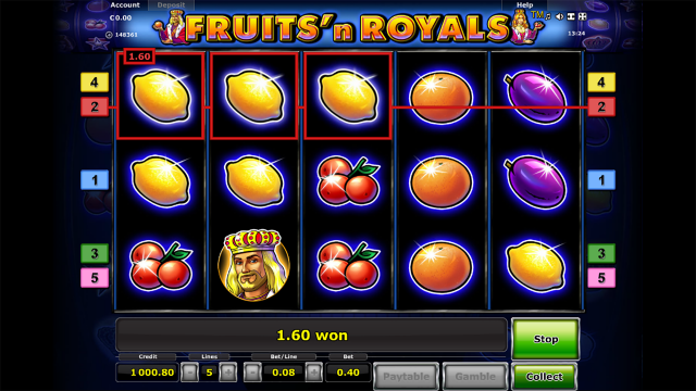 Игровой интерфейс Fruits And Royals 5