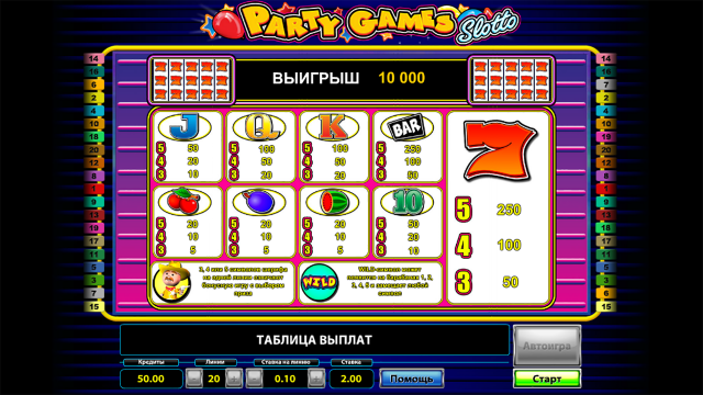 Игровой интерфейс Party Games Slotto 3