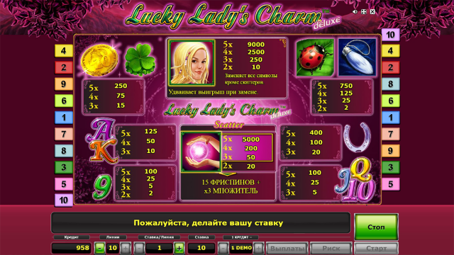Игровой интерфейс Lucky Lady's Charm Deluxe 10